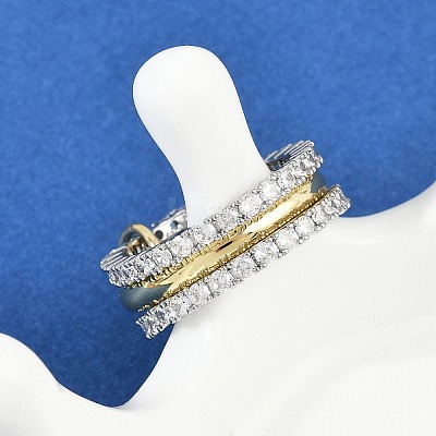 Brass Micro Pave Cubic Zirconia Finger Rings RJEW-D325-01PG-01-1