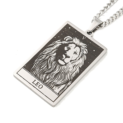 Non-Tarnish 304 Stainless Steel Tarot Pendant Necklaces NJEW-A026-01P-05-1
