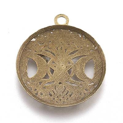 Tibetan Style Hollow Alloy Pendants TIBEP-F075-01AB-RS-1
