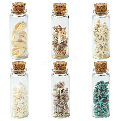 6Pcs 3 Sets 3 Styles Transparent Glass Wishing Bottle Decoration AJEW-CN0004-05-1