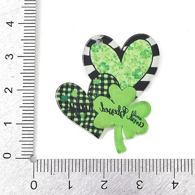 Saint Patrick's Day Opaque Printed Acrylic Pendants OACR-A045-05B-1