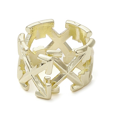Rack Plating Brass Cuff Rings RJEW-K257-14G-1