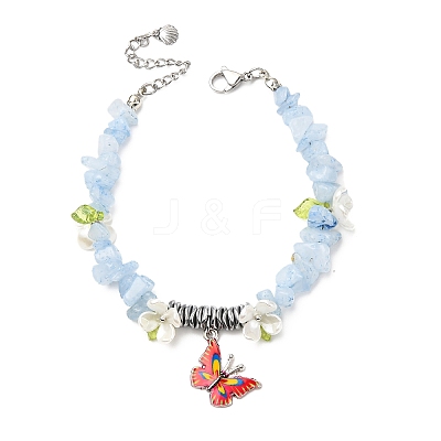 Printed Alloy Butterfly Charm Bracelets BJEW-JB12404-03-1