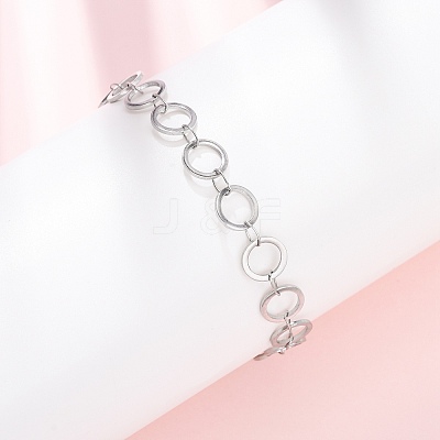 304 Stainless Steel Ring Link Chain Bracelets BJEW-P373-02B-P-1
