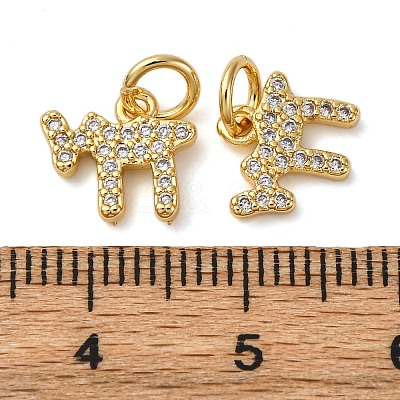 Brass Micro Pave Cubic Zirconia Chai Charms KK-P308-62G-1