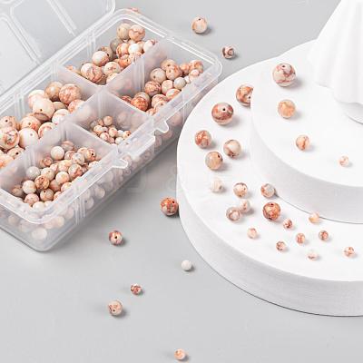 340Pcs 4 Sizes Natural Red Netstone Round Beads G-LS0001-35-1