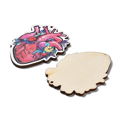 Single Face Printed Wood Big Pendants WOOD-B008-06-1