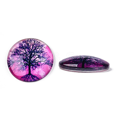 Half Round/Dome Tree Pattern Glass Flatback Cabochons for DIY Projects LS-GGLA-Q037-25mm-M28-07-1
