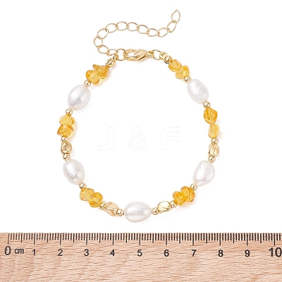 Natural Amber & Cultured Freshwater Pearl Beaded Bracelets for Women BJEW-JB13645-1
