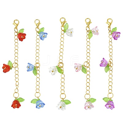 10Pcs 5 Colors Flower Acrylic Pendant Decorations HJEW-FS00087-1