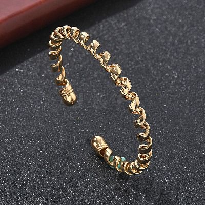 Electrophoresis Iron Cuff Bangles for Women BJEW-M057-03G-1