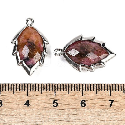 Natural Rhodonite Faceted Leaf Pendants G-I375-04P-04-1
