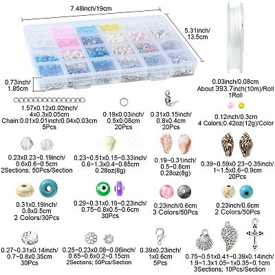 DIY Summer Glass & Synthetic Magnesite & Shell Bangle Making Kits DIY-FS0007-91-1