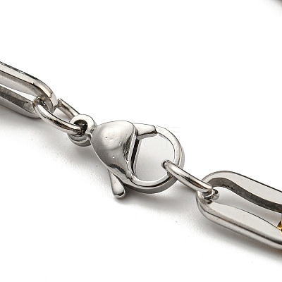 Ion Plating(IP) Two Tone 201 Stainless Steel Oval Link Chain Bracelet BJEW-B078-04GP-1