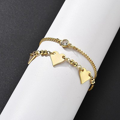 Brass Micro Pave Clear Cubic Zirconia Multi-strand Bracelets BJEW-U020-11G-1