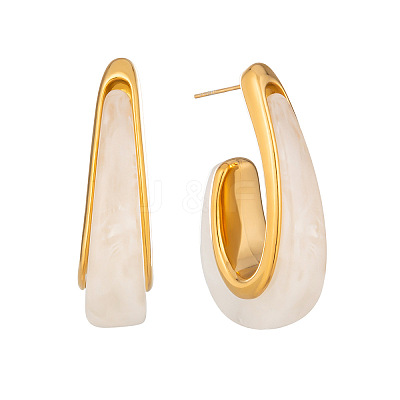 304 Stainless Steel Resin Stud Earrings for Women EG1813-1-1