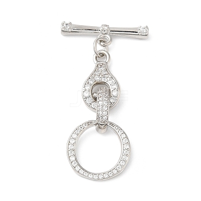 Brass Micro Pave Clear Cubic Zirconia Toggle Clasps KK-P234-72P-1