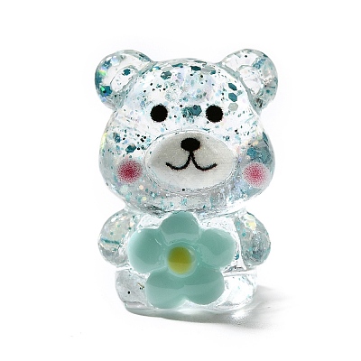 Transparent Resin Little Bear Ornament RESI-S015-01I-1