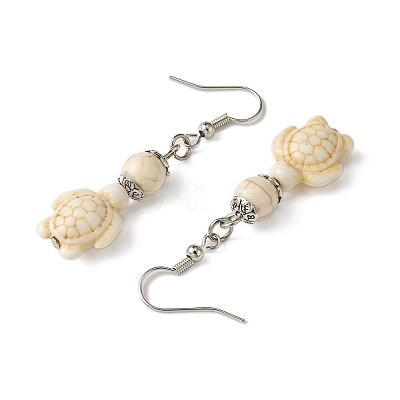 Starfish & Tortoise Synthetic Turquoise Beaded Stretch Bracelets & Dangle Earrings Kits SJEW-JS01311-01-1