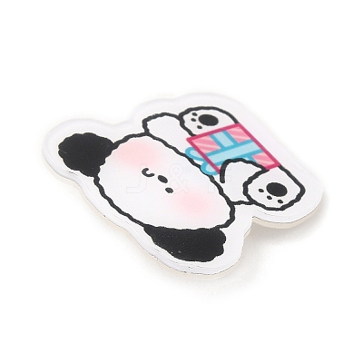 Dog with Gift Box Acrylic Brooches JEWB-P018-01C-1