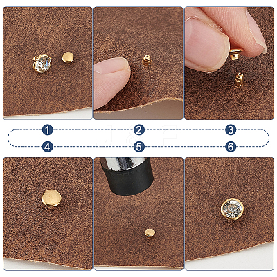 6 Styles Brass Rhinestone Rivets KK-WR0001-28-1