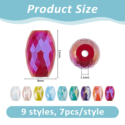 63Pcs 9 Colors Electroplate Glass Beads EGLA-DC0001-19-1