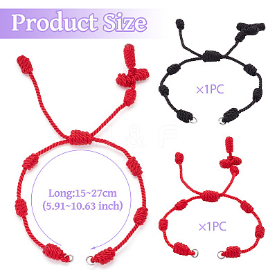 2Pcs 2 Colors Adjustable Braided Nylon Cords Bracelet Making AJEW-TA0001-51-1