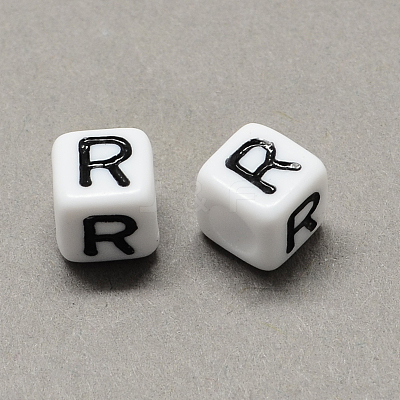 Large Hole Acrylic Letter European Beads SACR-Q103-6mm-01R-1