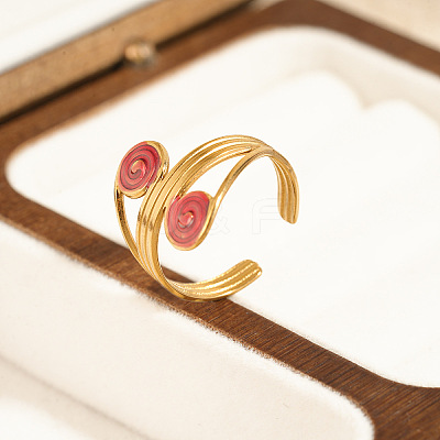 304 Stainless Steel Enamel Cuff Open Rings WG485A3-01-1