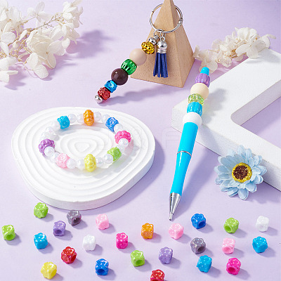 100Pcs Pearlized UV Plating Opaque Acrylic European Beads SACR-TA0001-77C-1