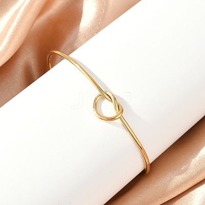Ion Plating(IP) 304 Stainless Steel Knot Cuff Bangles for Women BJEW-M233-04G-1