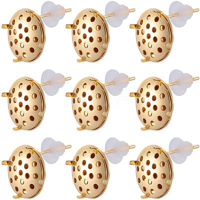 Brass Studs Earring Findings KK-BBC0019-01G-02-1