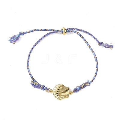 Ocean 304 Stainless Steel Link Adjustable Braided Polycotton Metallic Cord Slider Bracelets BJEW-JB14245-02-1