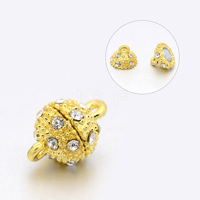 Alloy Rhinestone Magnetic Clasps with Loops RB-H116-3-G-1