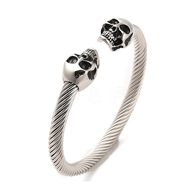 304 Stainless Steel Cuff Bangles BJEW-E094-22AS-1