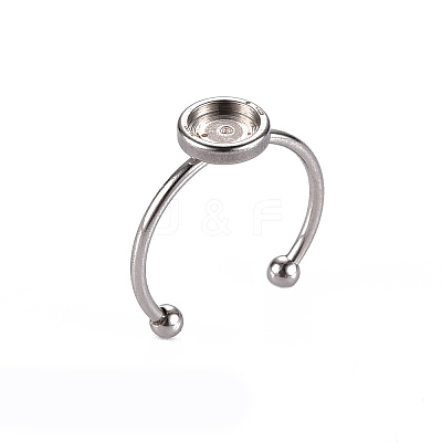 Tarnish Resistant 201 Stainless Steel Cuff Pad Ring Settings STAS-S080-042B-P-1