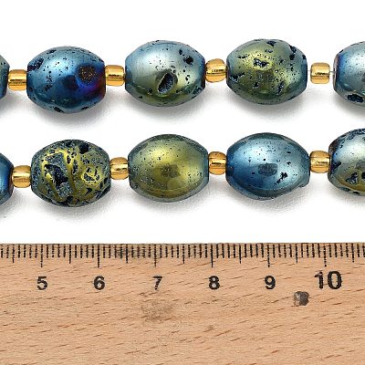 Electroplated Natural Druzy Geode Crystal Beads Strands G-F833-O01-01B-1