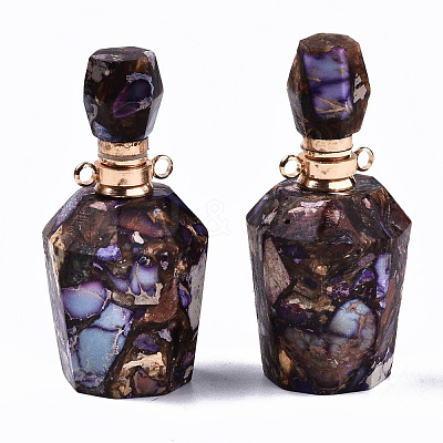 Assembled Synthetic Bronzite and Imperial Jasper Openable Perfume Bottle Pendants G-S366-058D-1