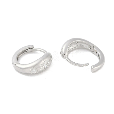 Rack Plating Brass Micro Pave Clear Cubic Zirconia Hoop Earrings KK-A224-21P-1