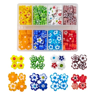 8 Colors Handmade Millefiori Glass Bead Strands LAMP-LS0001-13-1