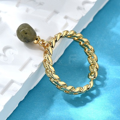 Brass Curb Chain Cuff Rings for Women RJEW-Z085-03G-06-1