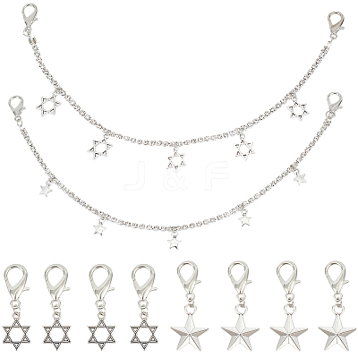 10Pcs 4 Styles Alloy Rhinestone Chain Boot Strap Chains AJEW-CP0006-49-1