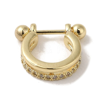 Rack Plating Brass Pave Clear Cubic Zirconia Nose Studs for Women Men EJEW-C097-23F-G-1