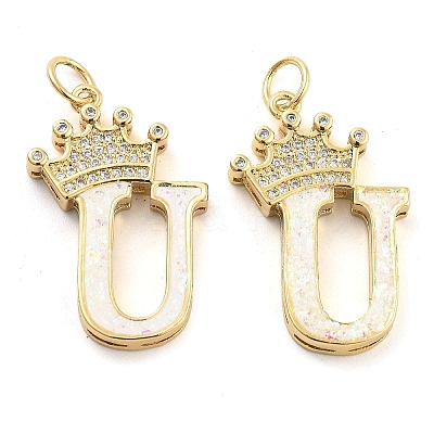 Brass Micro Pave Clear Cubic Zirconia Pendants KK-G498-01U-02-1