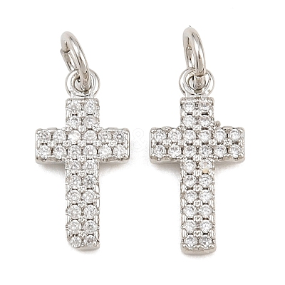Brass Micro Pave Clear Cubic Zirconia Pendants CU-CBADC6C-05P-02-1