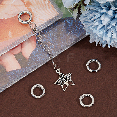 4Pcs Smooth 304 Stainless Steel Spring Gate Rings STAS-UN0041-72-1