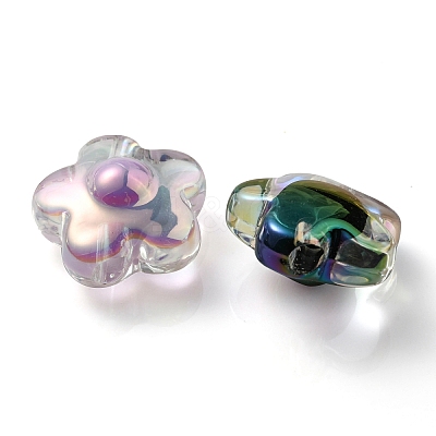 UV Plating Rainbow Iridescent Transparent Acrylic Beads OACR-C007-03-1