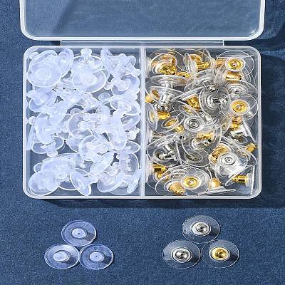 Brass Bullet Clutch Bullet Clutch Earring Backs with Pad KK-FS0001-43-1