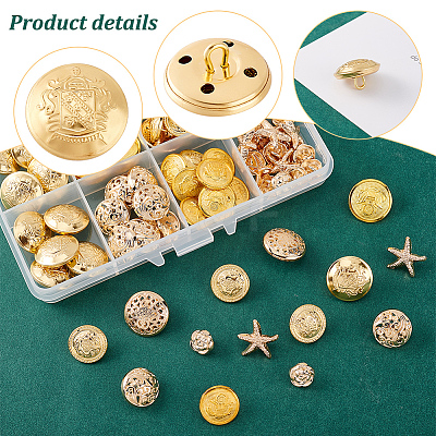 8 Styles Brass & Alloy Shank Buttons BUTT-PH0001-32B-1