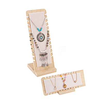 Bamboo Wood Jewelry Collection Necklace Display Stand ODIS-WH0005-06-1